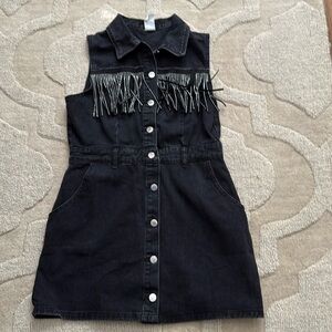 Black Jean dress with fringe